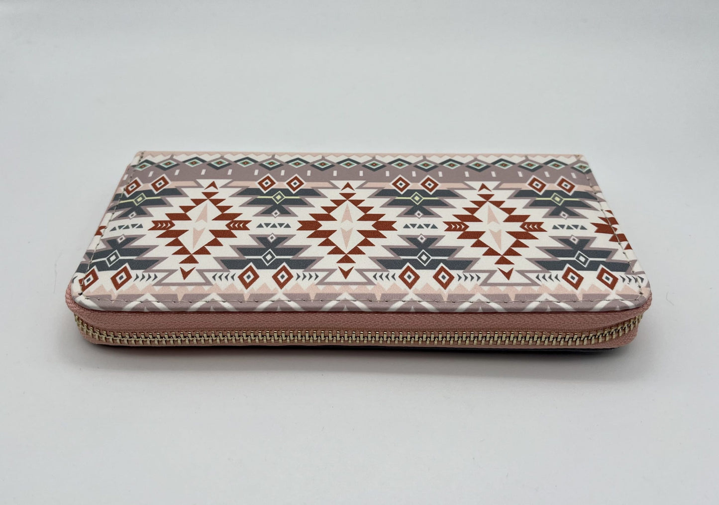 Portefeuille zippé motif ethnique couleurs assorties