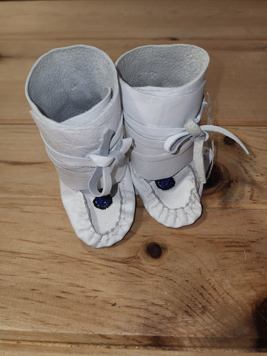 Chaussons souples en cuir blanc Taille 0