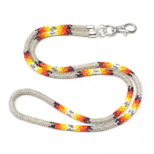 Beaded - Silvery Southwestern - Woven Lanyard