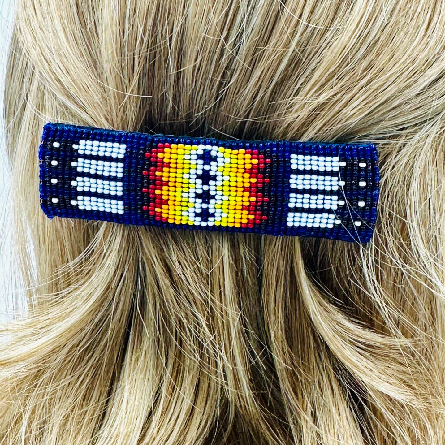 Deep Blue - Fire Barrette - French Clip