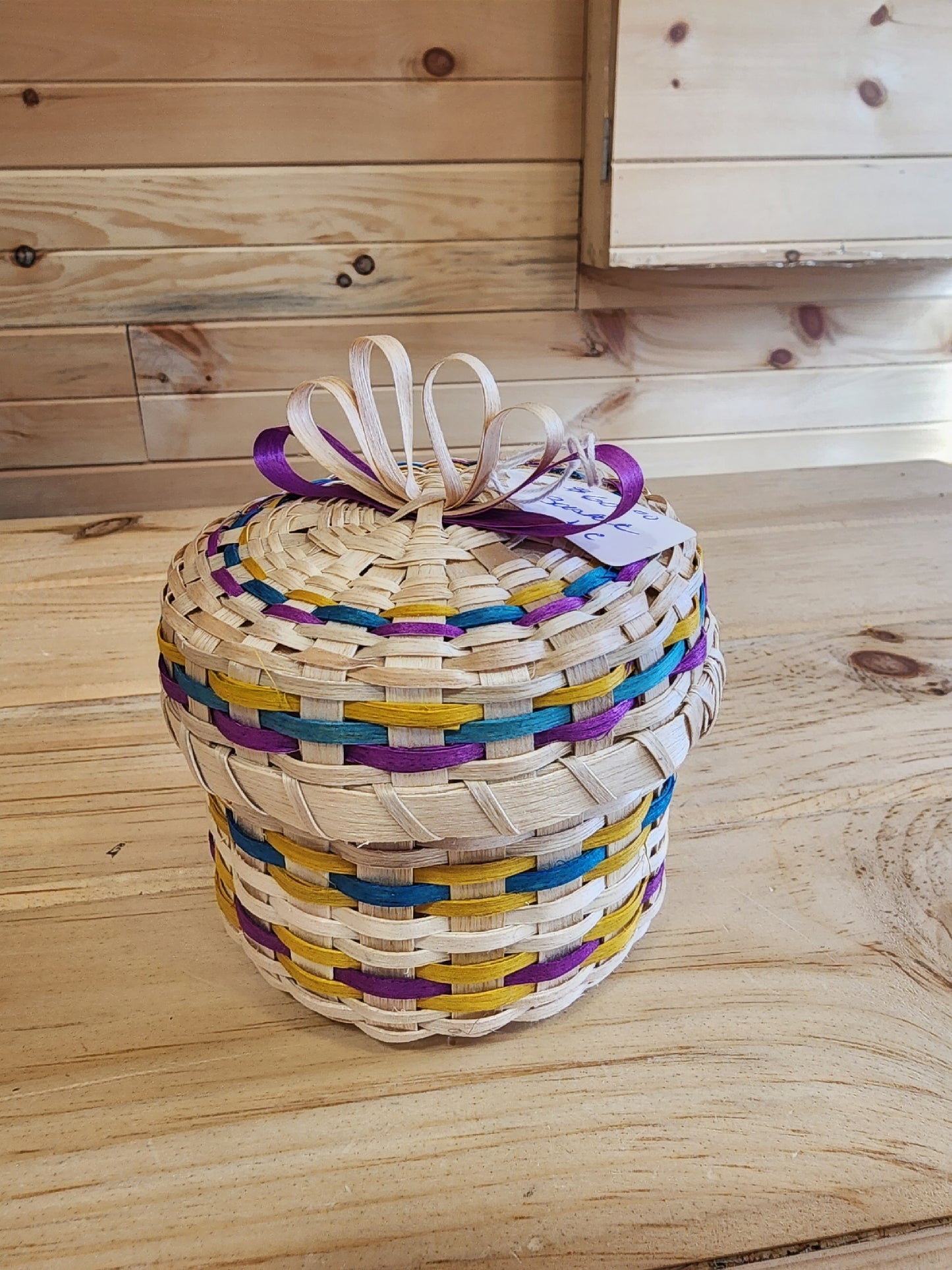 Small - Ash Basket - with Lid - Multi Coulour