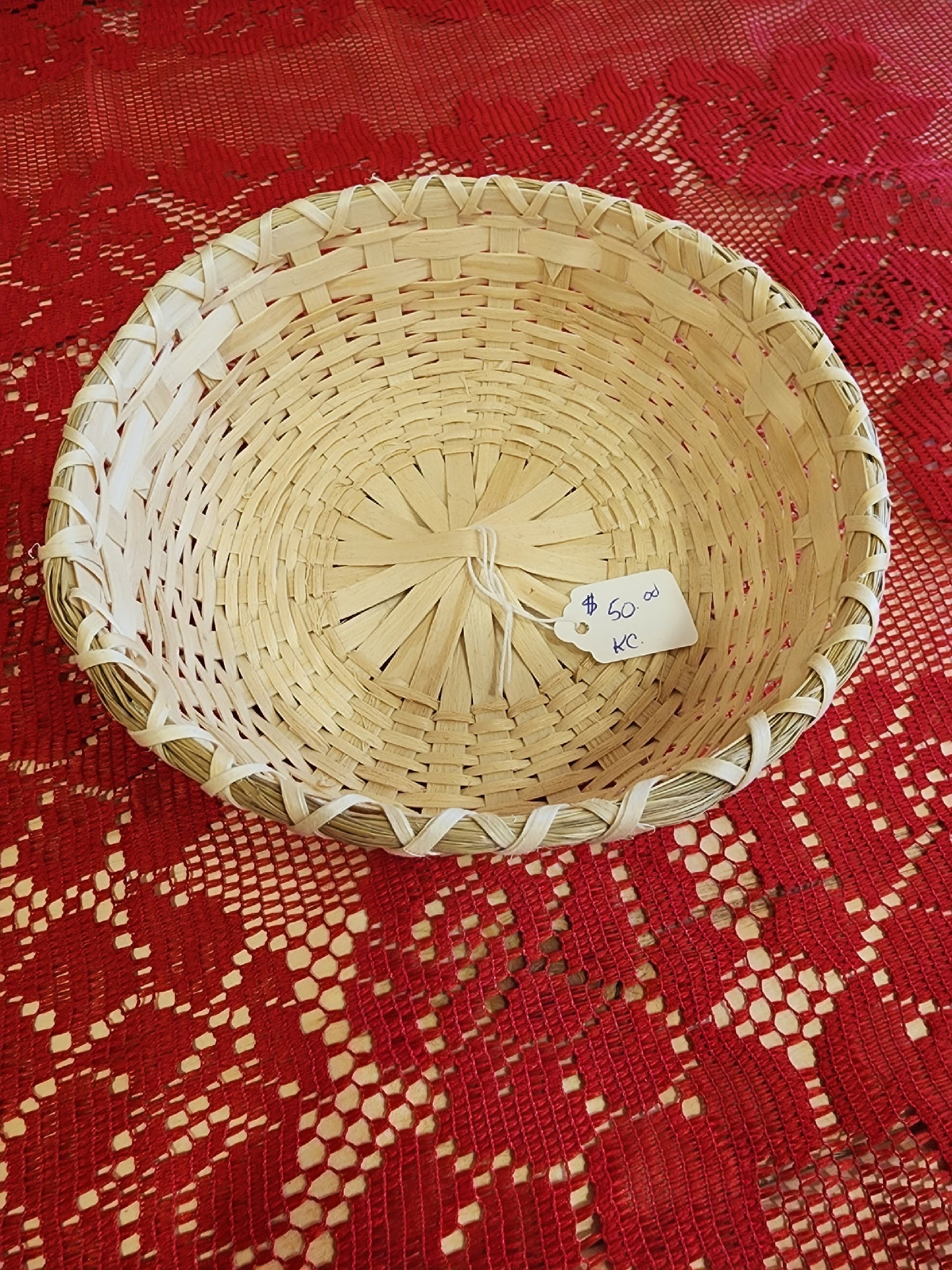 Large - Ash Basket - with Sweet Grass Rim