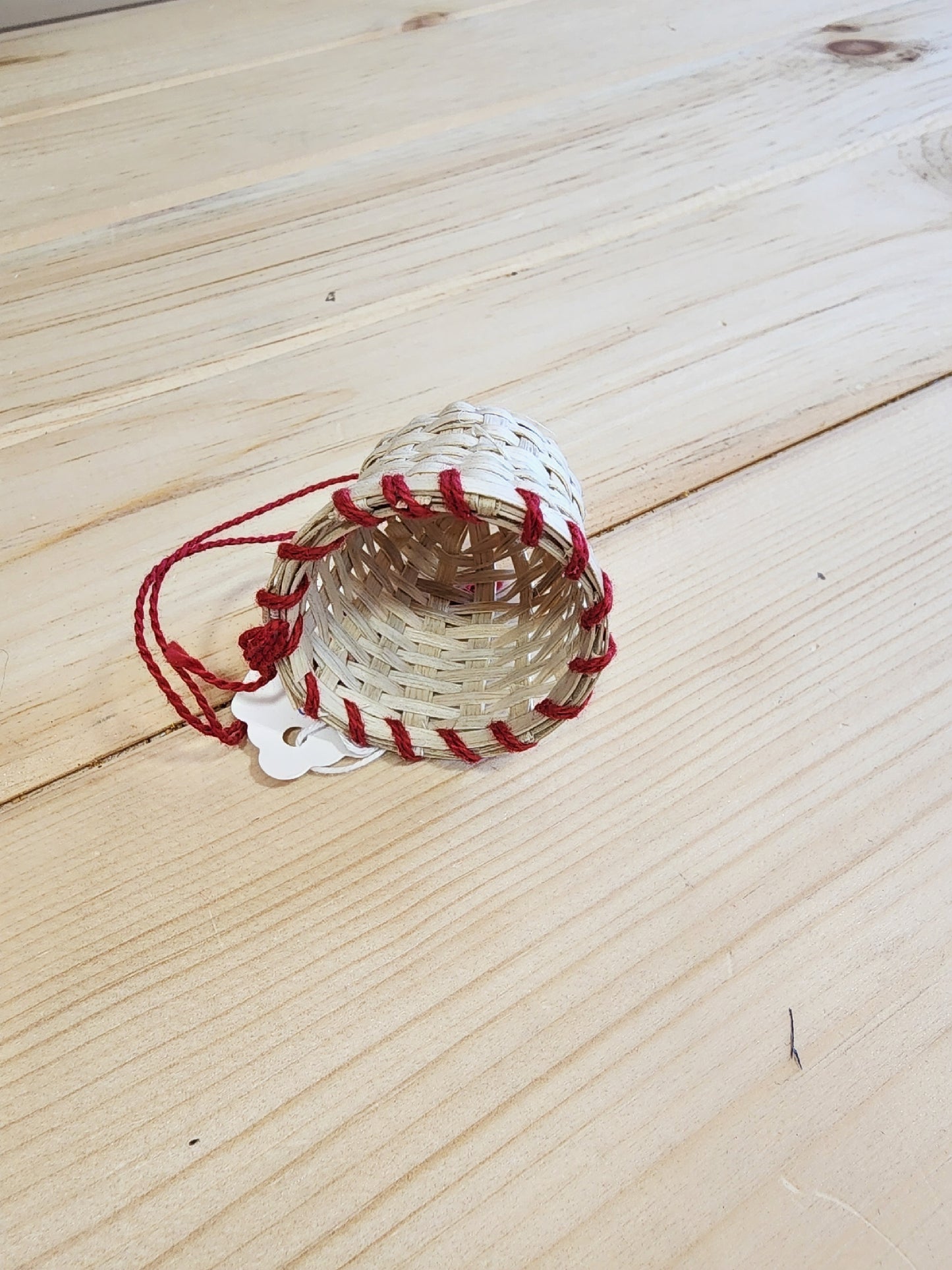 Super Mini - Ash Basket Bell - with Woven Red Twine