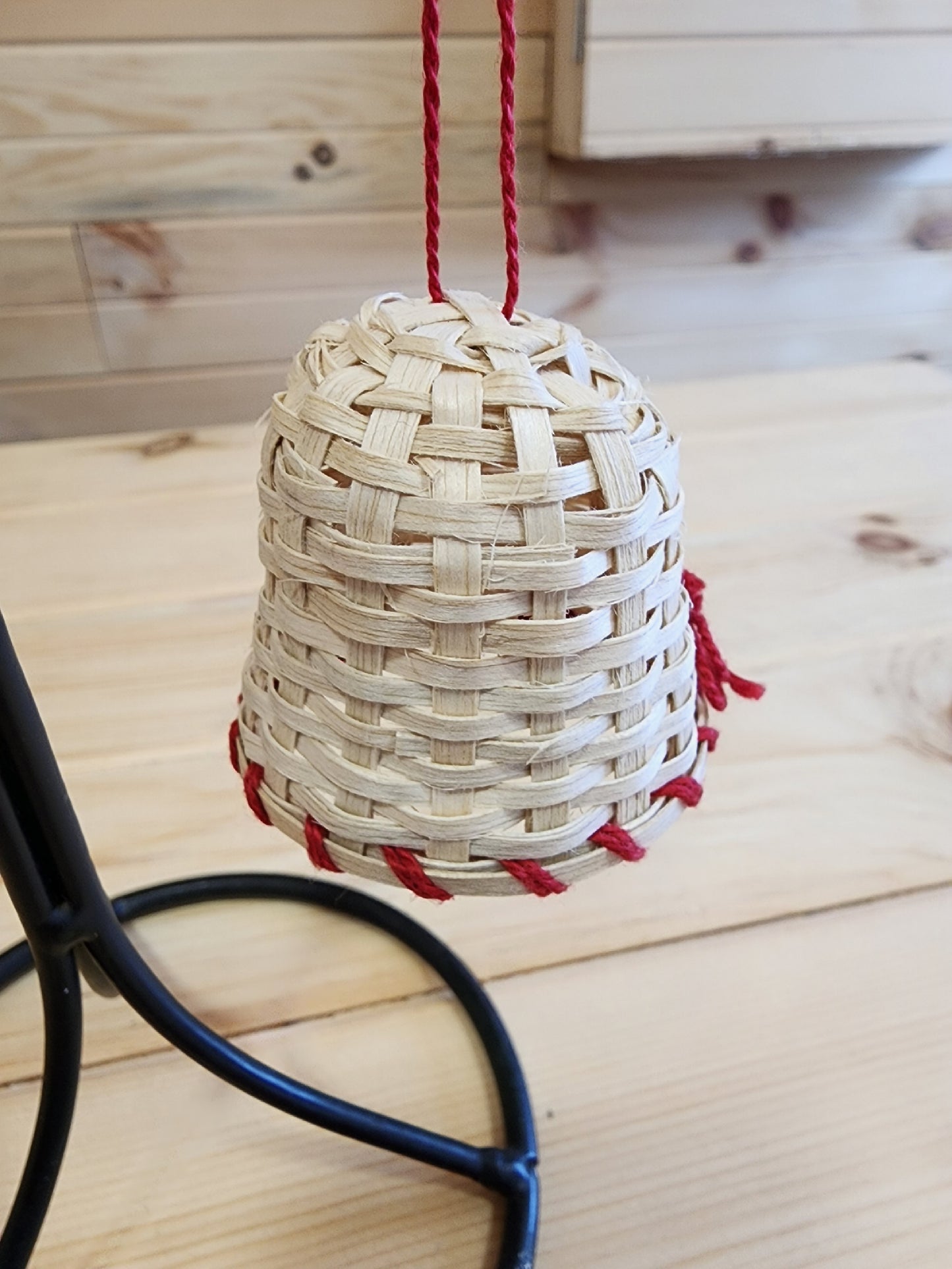 Super Mini - Ash Basket Bell - with Woven Red Twine