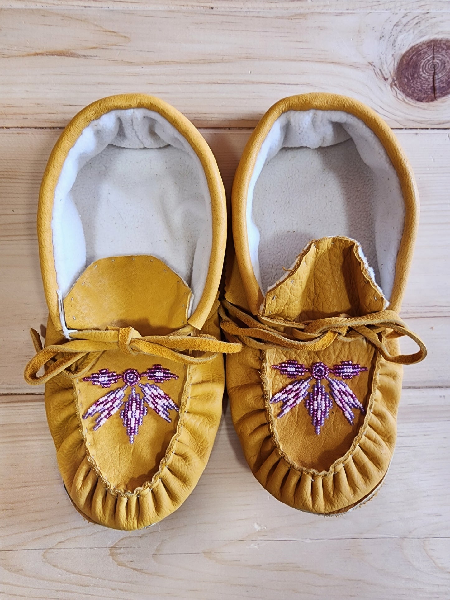Leather Moccasins - Size 9.5 (U.S.) - with Beaded Design