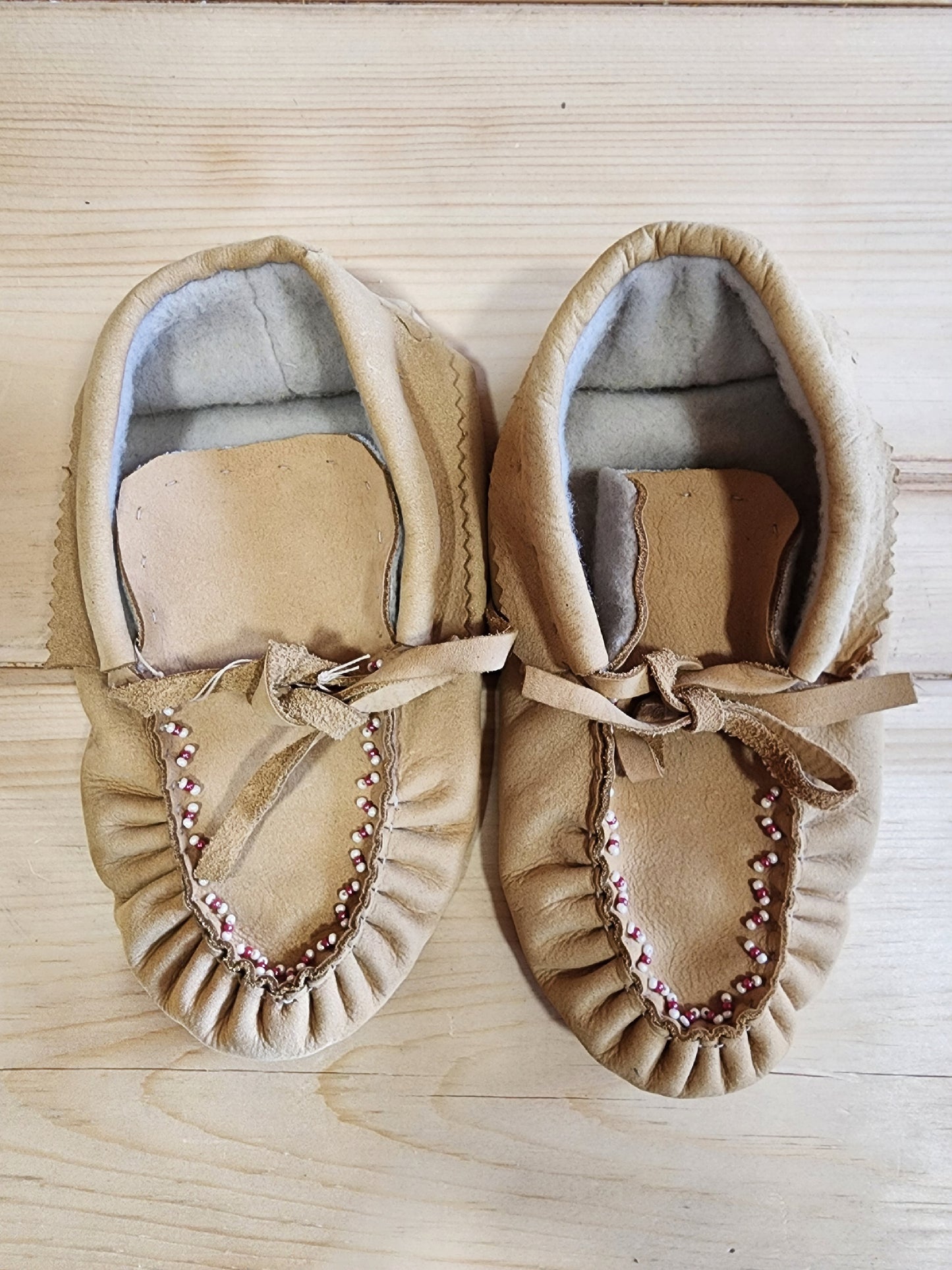 Leather Moccasins - size 13 (U.S.) - with Beaded Design