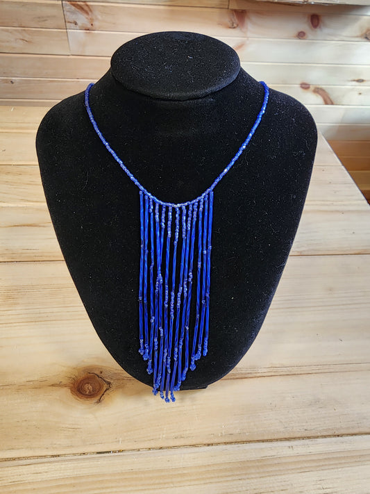 Beaded - Necklace - Blue