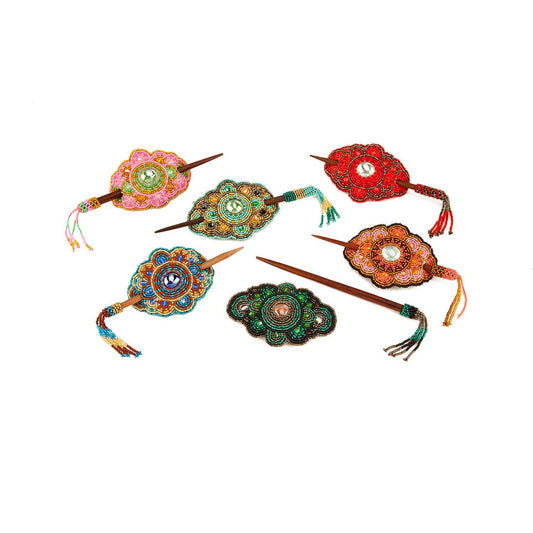 Large - Beaded - Stick Hair Clips - Assorted Colours